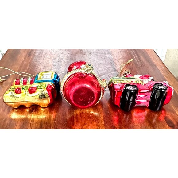 Vintage 90's Christmas Ornaments Set of 3 Santa Claus Train Fire Truck Festive - Picture 8 of 12